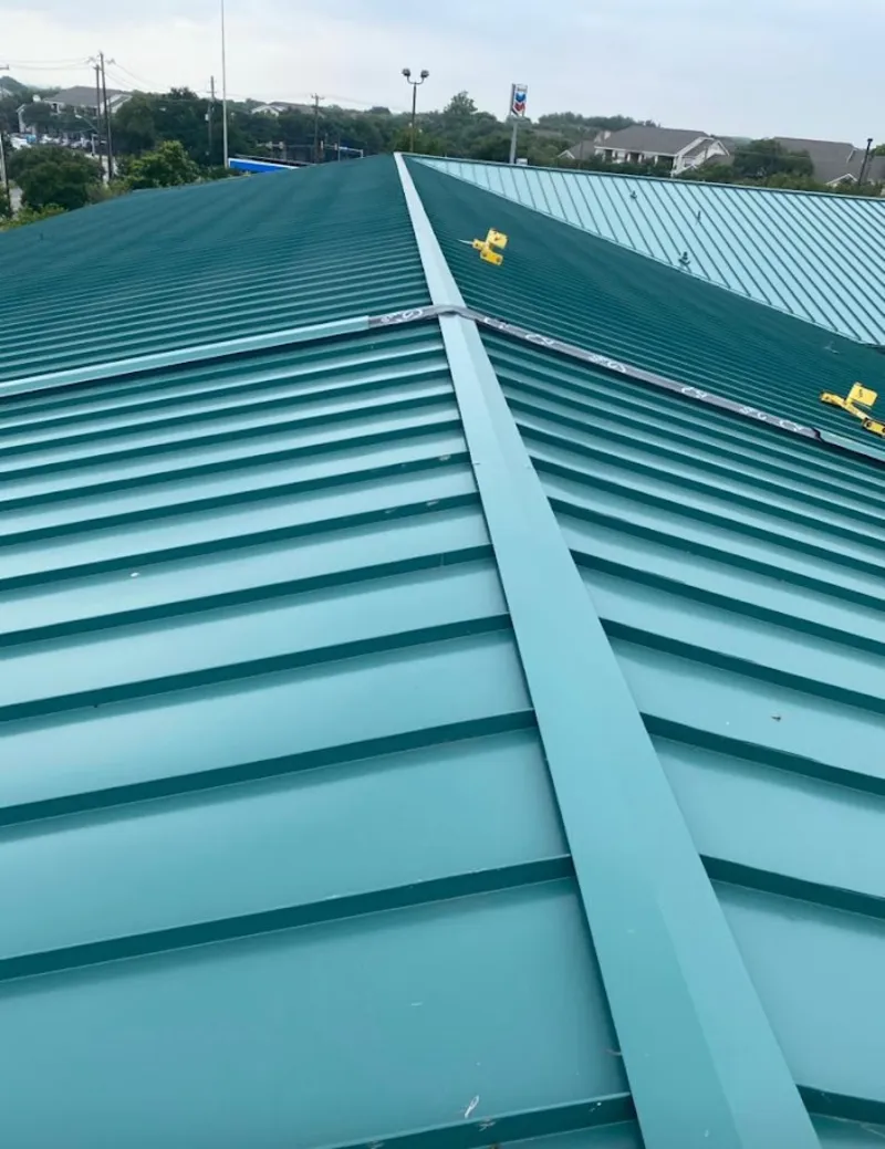 Green commercial metal roof ridge and valley for Metal Roof Repair in Lavon